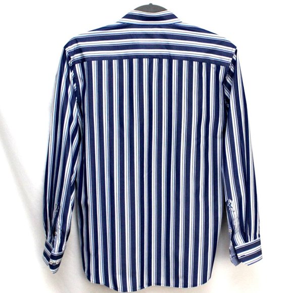 Bugatchi Shaped Fit Mens L 100% Cotton Long Sleeved Shirt Contrasting Cuffs - Picture 3 of 5